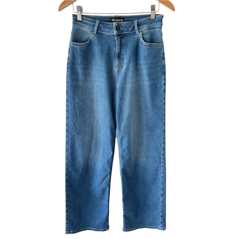 FITJEANS Baggy Jeans Womens M Blue High Rise Stretch Denim Stonewashed Relaxed